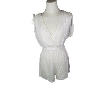 ASOS Design White Sleeveless Lightweight Elastic Waist Coverup Romper Size M